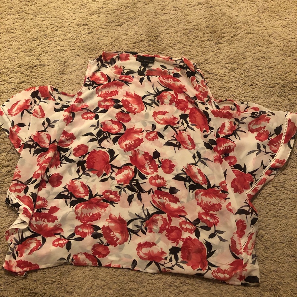 Cold Shoulder Floral Shirt